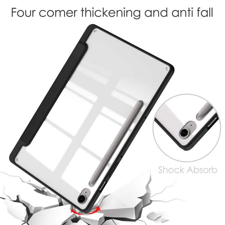 For Samsung Galaxy Tab S9 FE / S10 FE Acrylic 3-folding Smart Leather Tablet Case with Pen Slot(Black) - Galaxy Tab S9 FE by buy2fix | Online Shopping UK | buy2fix