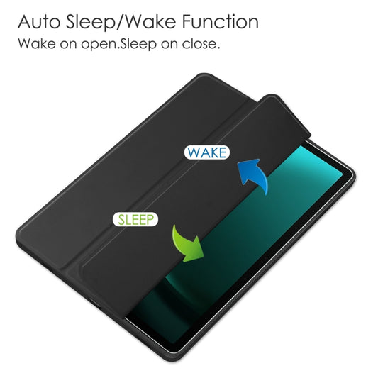 For Samsung Galaxy Tab S9 FE+ / S10+ Acrylic 3-folding Smart Leather Tablet Case with Pen Slot(Black) by buy2fix