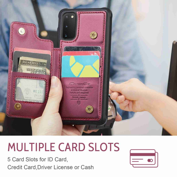For Samsung Galaxy S20 FE CaseMe C22 Card Slots Holder RFID Anti-theft Phone Case(Wine Red) by CaseMe