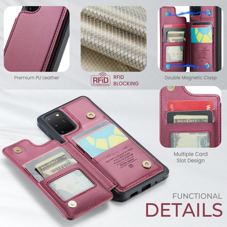 For Samsung Galaxy S20+ CaseMe C22 Card Slots Holder RFID Anti-theft Phone Case(Wine Red) - Galaxy Phone Cases by CaseMe | Online Shopping UK | buy2fix
