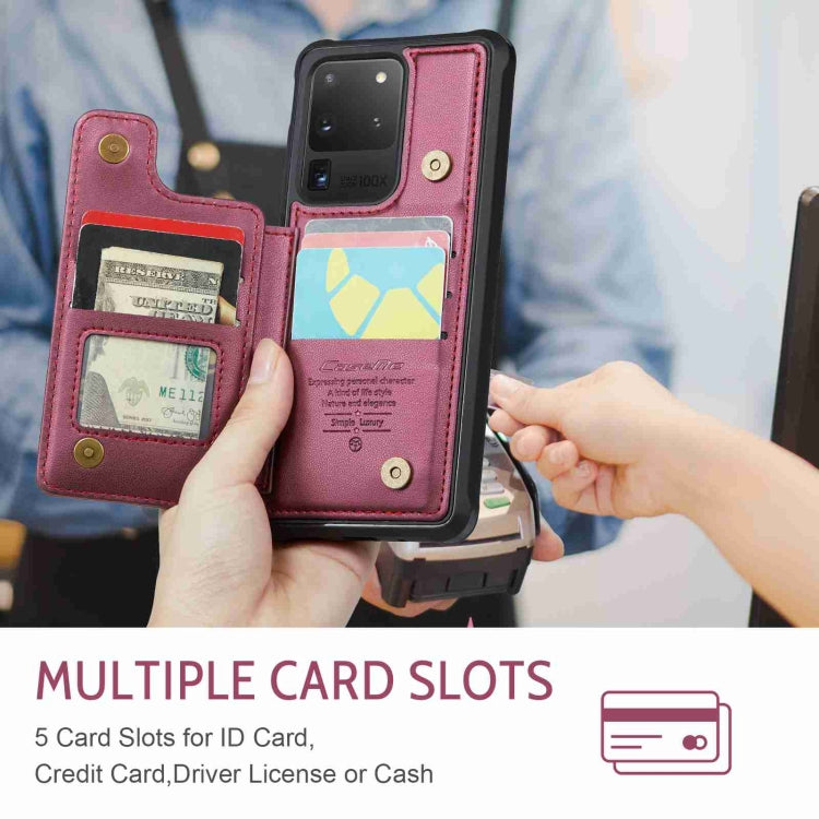 For Samsung Galaxy S20 Ultra CaseMe C22 Card Slots Holder RFID Anti-theft Phone Case(Wine Red) by CaseMe