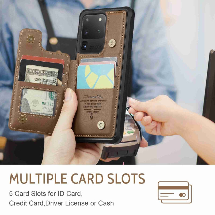 For Samsung Galaxy S20 Ultra CaseMe C22 Card Slots Holder RFID Anti-theft Phone Case(Brown) by CaseMe