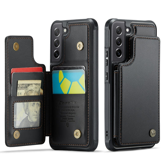 For Samsung Galaxy S21 FE 5G CaseMe C22 Card Slots Holder RFID Anti-theft Phone Case(Black) by CaseMe