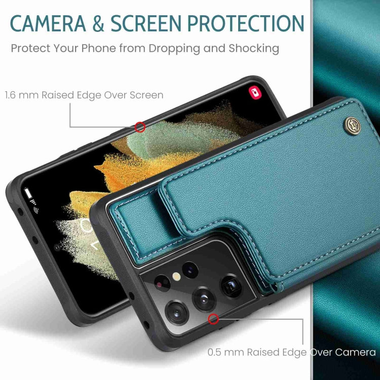 For Samsung Galaxy S21 Ultra 5G CaseMe C22 Card Slots Holder RFID Anti-theft Phone Case(Blue Green) - Galaxy S21 Ultra 5G Cases by CaseMe | Online Shopping UK | buy2fix