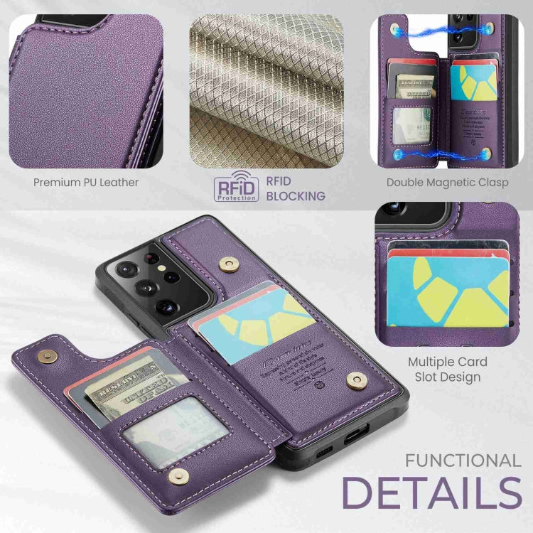 For Samsung Galaxy S21 Ultra 5G CaseMe C22 Card Slots Holder RFID Anti-theft Phone Case(Purple) - Galaxy S21 Ultra 5G Cases by CaseMe | Online Shopping UK | buy2fix