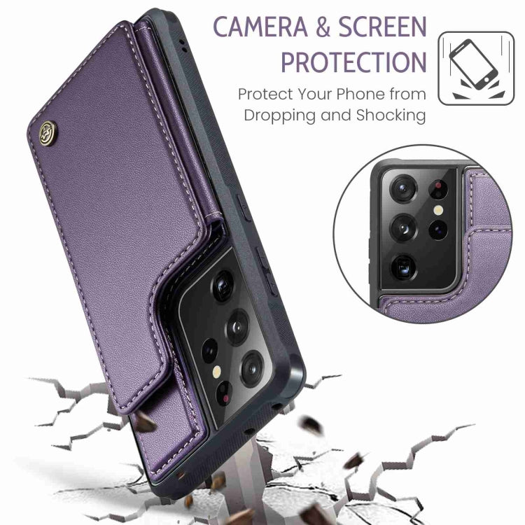 For Samsung Galaxy S21 Ultra 5G CaseMe C22 Card Slots Holder RFID Anti-theft Phone Case(Purple) - Galaxy S21 Ultra 5G Cases by CaseMe | Online Shopping UK | buy2fix