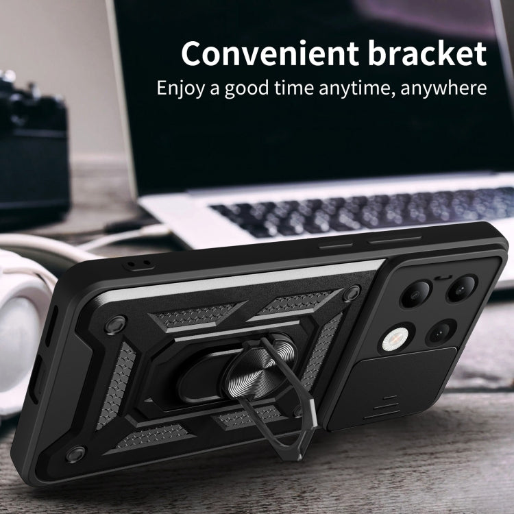 For Xiaomi Redmi Note 13 4G Global Sliding Camera Cover Design TPU Hybrid PC Phone Case(Black) by buy2fix