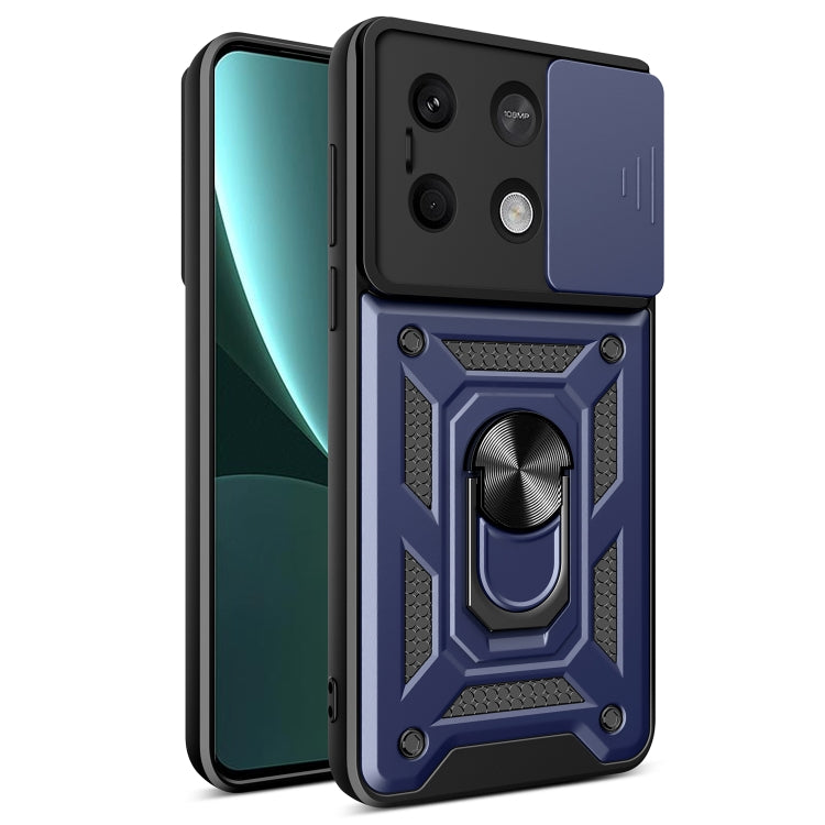 For Xiaomi Redmi Note 13 5G Sliding Camera Cover Design TPU Hybrid PC Phone Case(Blue) - Xiaomi Cases by buy2fix | Online Shopping UK | buy2fix