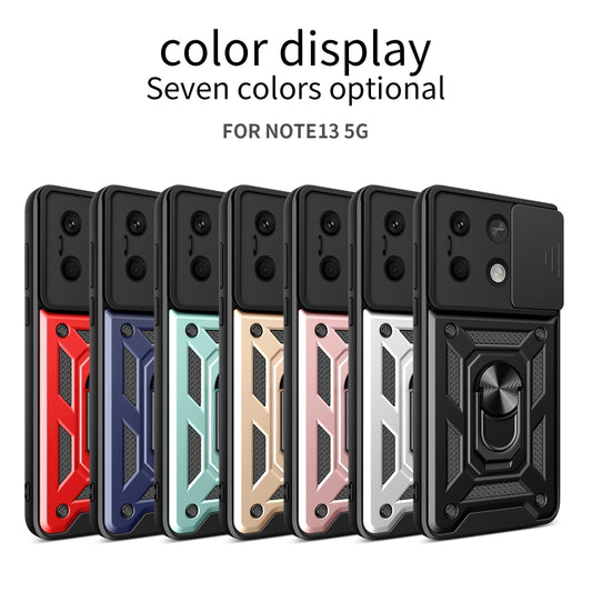 For Xiaomi Redmi Note 13 5G Sliding Camera Cover Design TPU Hybrid PC Phone Case(Blue) by buy2fix