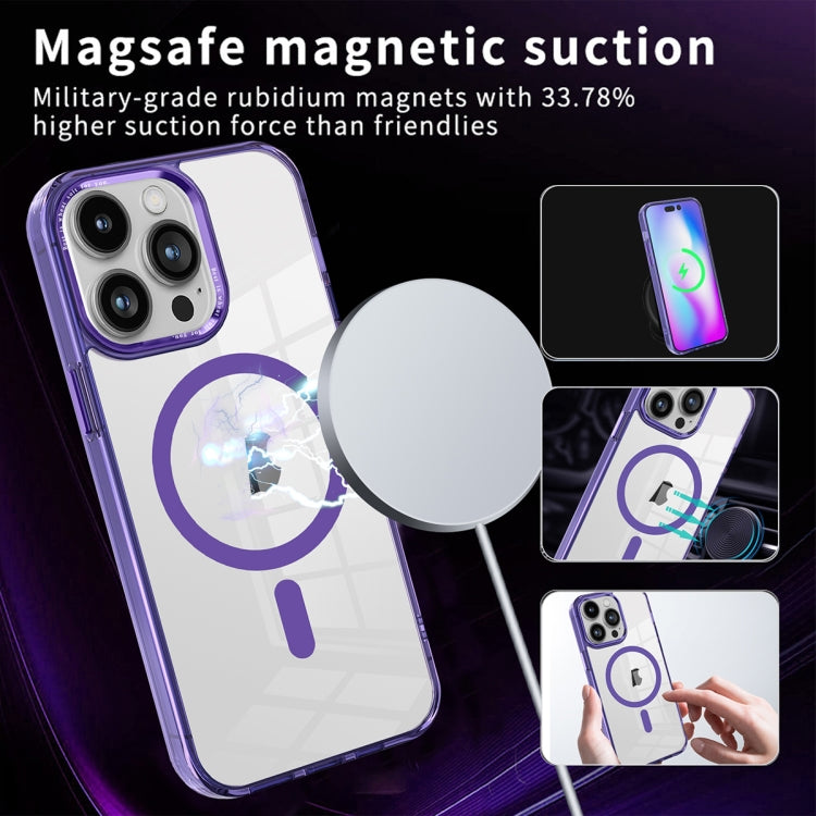 For iPhone 14 Pro Max Ice Color Magnetic Series TPU Hybrid Acrylic Magsafe Phone Case(Purple) - iPhone 14 Pro Max Cases by buy2fix | Online Shopping UK | buy2fix