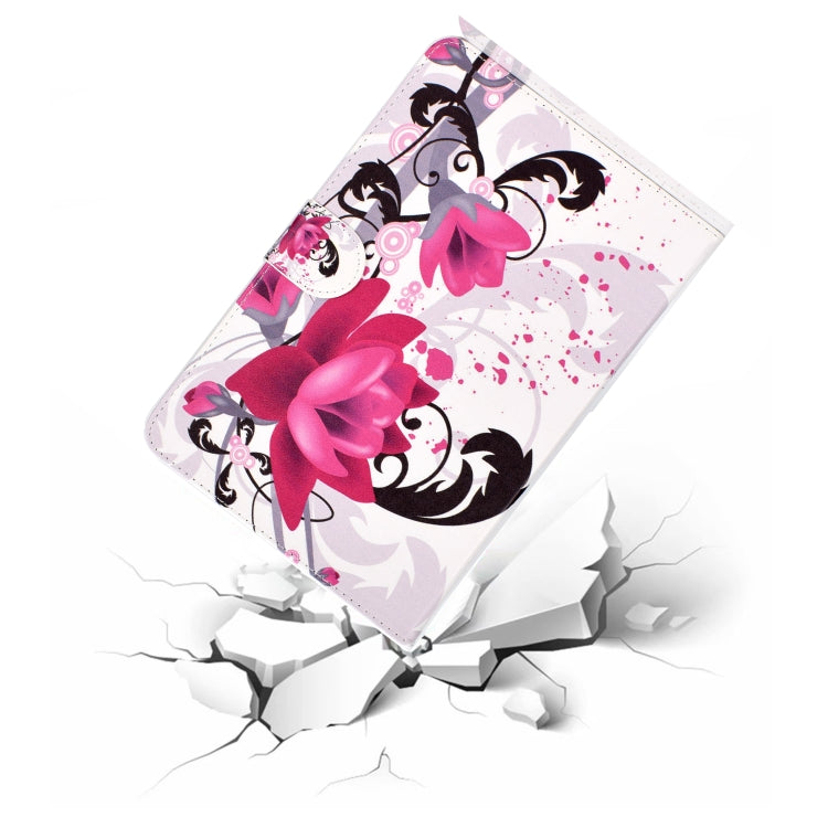 For 7 inch Universal Tablet PC Colored Drawing Pattern Horizontal Flip PU Leather Case with Holder & Card Slot(Flowers) - 7 inch by buy2fix | Online Shopping UK | buy2fix