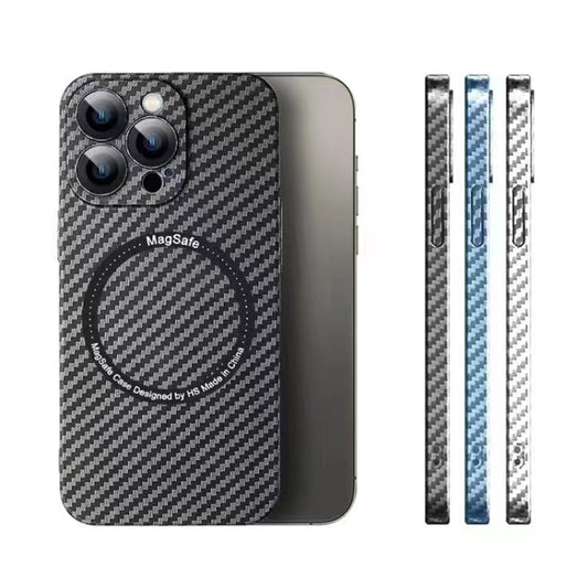 For iPhone 11 Pro Max MagSafe Magnetic PC Carbon Fiber Phone Case with Lens Film(Silver White) by buy2fix