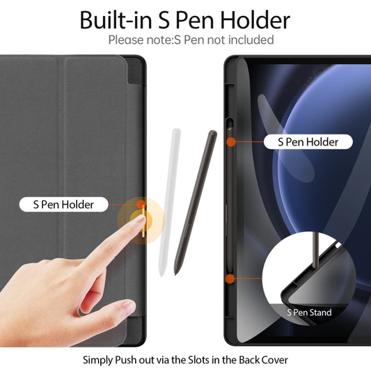 For Samsung Galaxy Tab S9 FE+ DUX DUCIS Domo Series Magnetic Flip Leather Tablet Case(Black) by DUX DUCIS