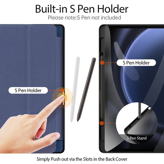 For Samsung Galaxy Tab S9 FE+ DUX DUCIS Domo Series Magnetic Flip Leather Tablet Case(Blue) by DUX DUCIS