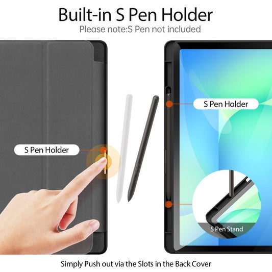 For Samsung Galaxy Tab S10 FE+ DUX DUCIS Domo Series Magnetic Flip Leather Tablet Case(Black) - Galaxy Tab S10 FE+ by DUX DUCIS | Online Shopping UK | buy2fix