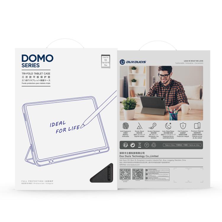 For Samsung Galaxy Tab S10 FE+ DUX DUCIS Domo Series Magnetic Flip Leather Tablet Case(Black) - Galaxy Tab S10 FE+ by DUX DUCIS | Online Shopping UK | buy2fix