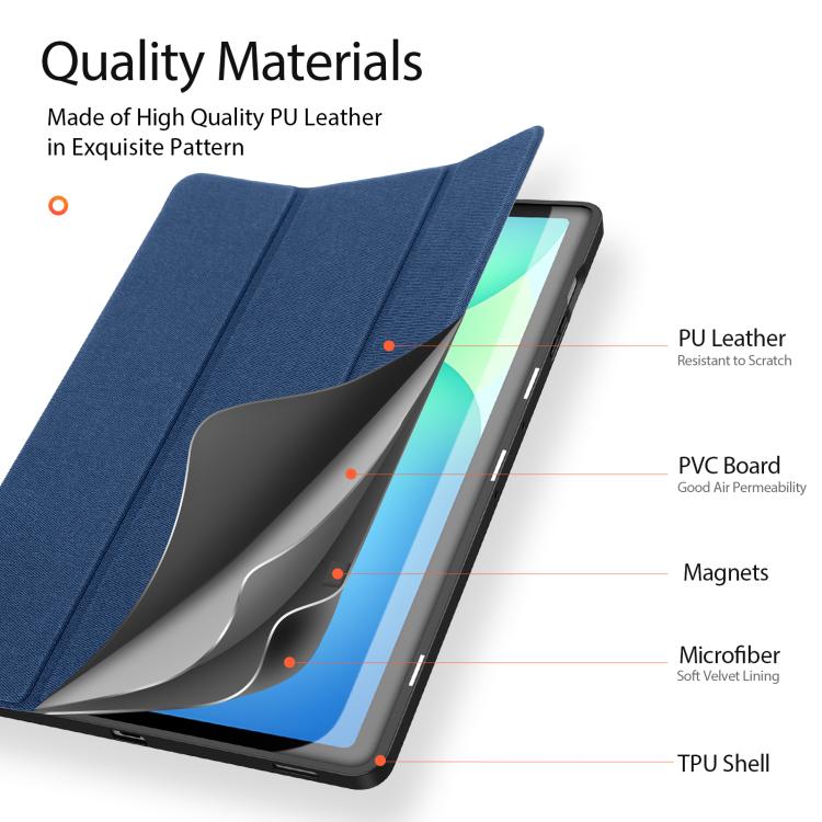 For Samsung Galaxy Tab S10 FE+ DUX DUCIS Domo Series Magnetic Flip Leather Tablet Case(Blue) - Galaxy Tab S10 FE+ by DUX DUCIS | Online Shopping UK | buy2fix