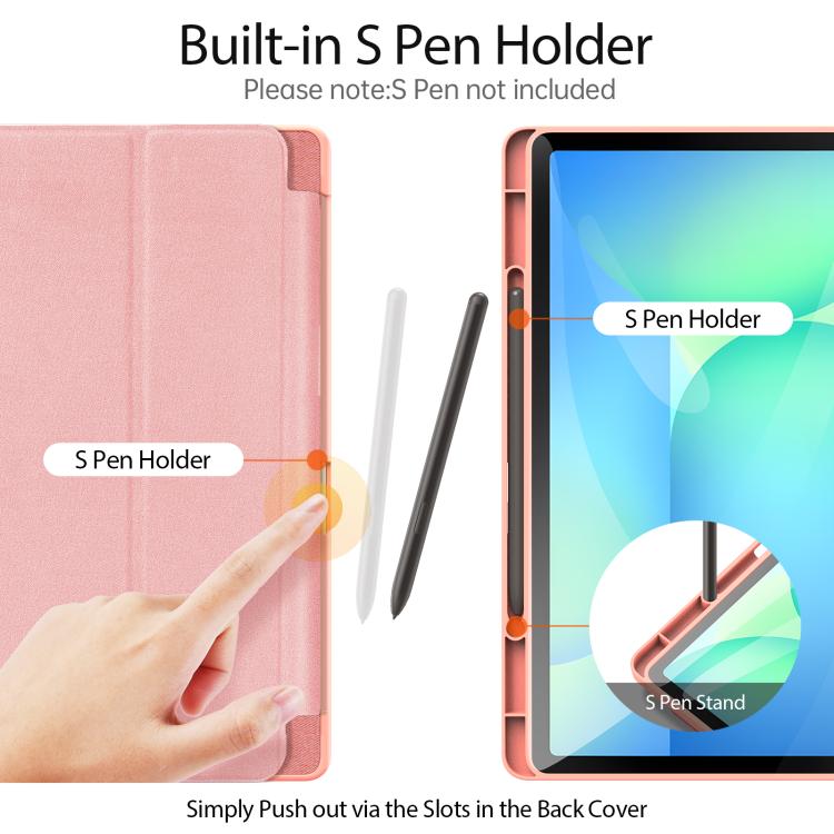 For Samsung Galaxy Tab S10 FE+ DUX DUCIS Domo Series Magnetic Flip Leather Tablet Case(Pink) - Galaxy Tab S10 FE+ by DUX DUCIS | Online Shopping UK | buy2fix