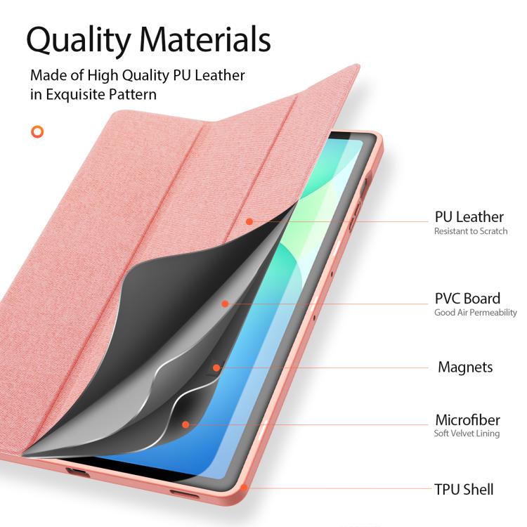 For Samsung Galaxy Tab S10 FE+ DUX DUCIS Domo Series Magnetic Flip Leather Tablet Case(Pink) - Galaxy Tab S10 FE+ by DUX DUCIS | Online Shopping UK | buy2fix