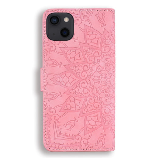 For iPhone 16 Pro Mandala Embossed Dual-Fold Calf Leather Phone Case(Pink) by buy2fix
