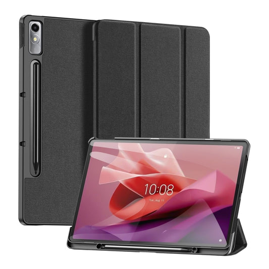 For Lenovo Tab P12 12.7 2023 DUX DUCIS Domo Series Magnetic Flip Leather Tablet Case(Black) by DUX DUCIS