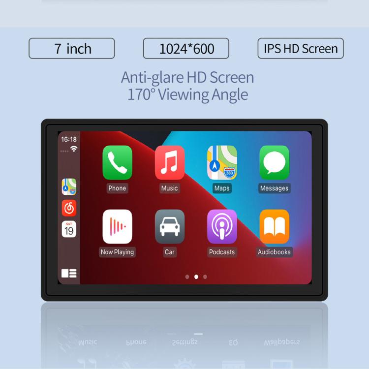 Car 7 inch IPS Portable Smart Screen Wireless Screen Projection Carplay Android Auto, with Reversing Camera(Black) - Car Monitor by buy2fix | Online Shopping UK | buy2fix
