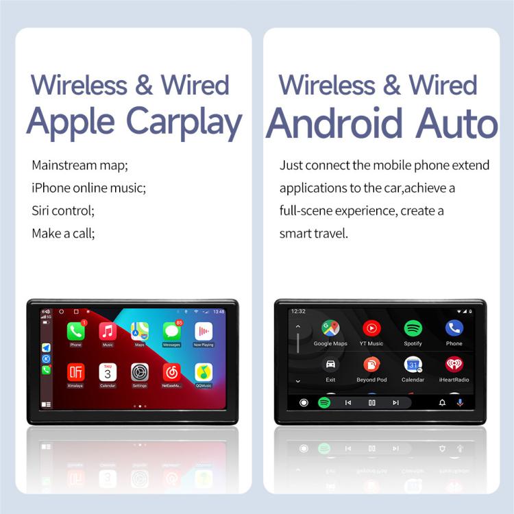 Car 7 inch IPS Portable Smart Screen Wireless Screen Projection Carplay Android Auto, with Reversing Camera(Black) - Car Monitor by buy2fix | Online Shopping UK | buy2fix