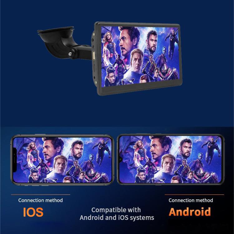 Car 7 inch IPS Portable Smart Screen Wireless Screen Projection Carplay Android Auto, with Reversing Camera(Black) - Car Monitor by buy2fix | Online Shopping UK | buy2fix