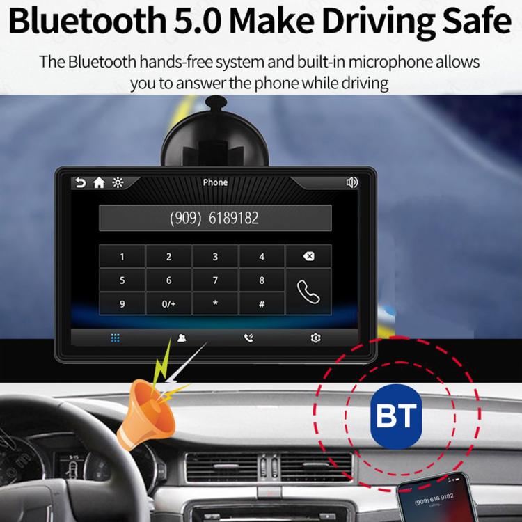 Car 7 inch IPS Portable Smart Screen Wireless Screen Projection Carplay Android Auto, with Reversing Camera(Black) - Car Monitor by buy2fix | Online Shopping UK | buy2fix