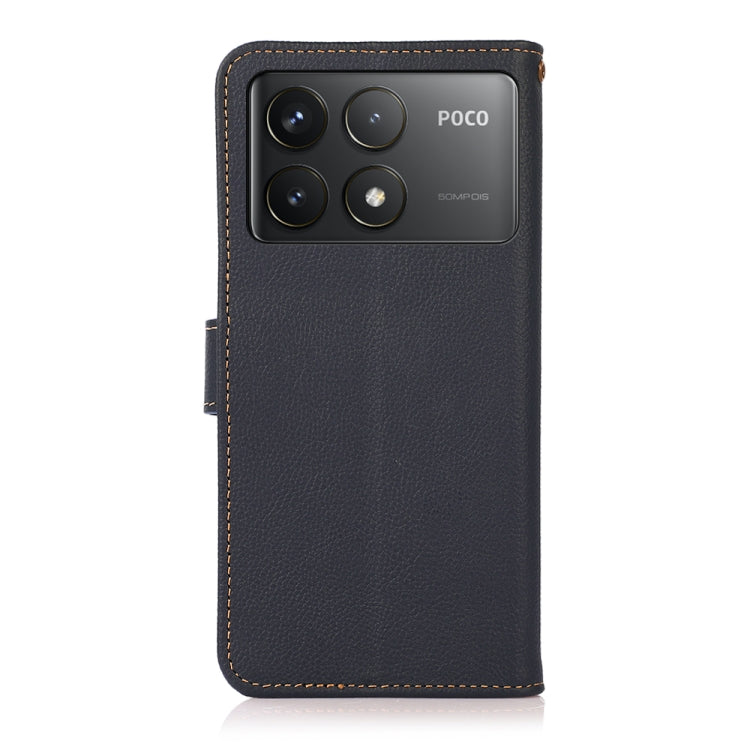 For Xiaomi Redmi K70 Pro KHAZNEH Custer Texture RFID Genuine Leather Phone Case(Blue) - Xiaomi Cases by buy2fix | Online Shopping UK | buy2fix
