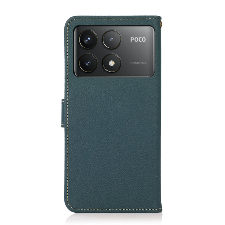 For Xiaomi Redmi K70 Pro KHAZNEH Custer Texture RFID Genuine Leather Phone Case(Green) - Xiaomi Cases by buy2fix | Online Shopping UK | buy2fix