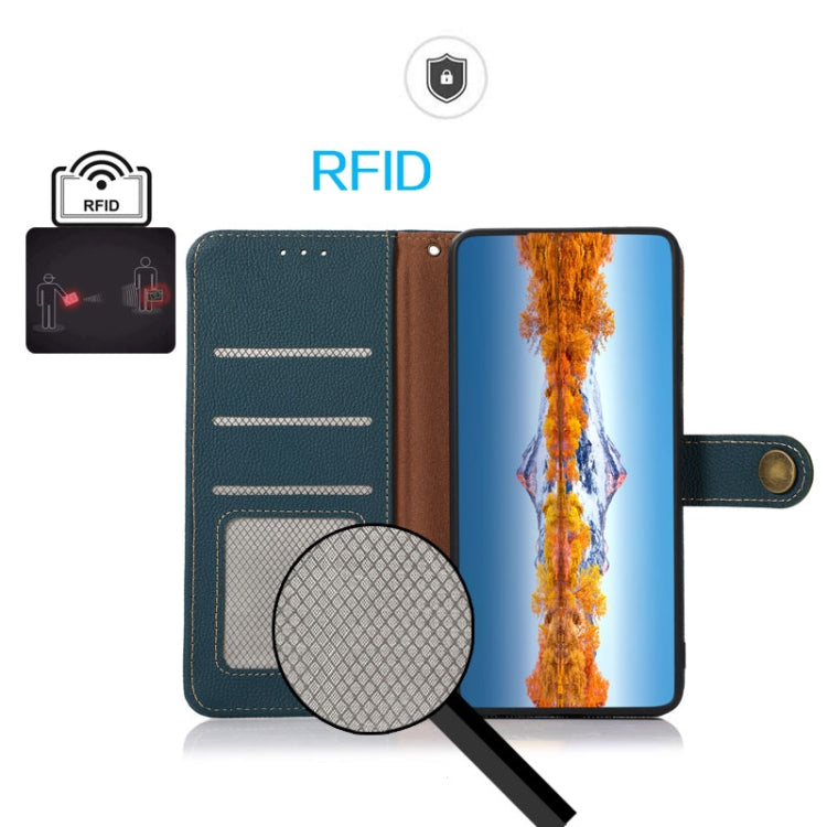 For Xiaomi Redmi K70 Pro KHAZNEH Custer Texture RFID Genuine Leather Phone Case(Green) - Xiaomi Cases by buy2fix | Online Shopping UK | buy2fix