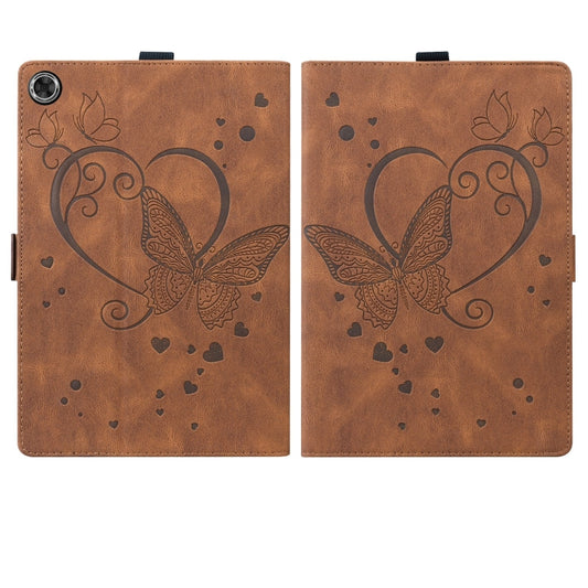 For Samsung Galaxy Tab A9 / A11 Love Butterfly Embossed Leather Tablet Case(Brown) by buy2fix