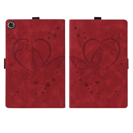 For Samsung Galaxy Tab A9+ / A11+ Love Butterfly Embossed Leather Tablet Case(Red) by buy2fix