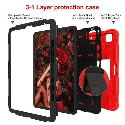 For iPad Pro 12.9 (2018) / (2020) Shockproof Two-Color Silicone Protective Tablet Case with Holder(Red+Black) - iPad Pro 12.9 (2020) Cases by buy2fix | Online Shopping UK | buy2fix