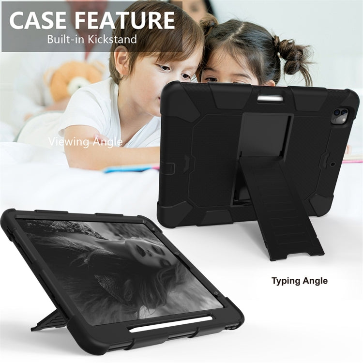 For iPad Pro 12.9 (2018) / (2020) Shockproof Two-Color Silicone Protective Tablet Case with Holder(Black) - iPad Pro 12.9 (2020) Cases by buy2fix | Online Shopping UK | buy2fix