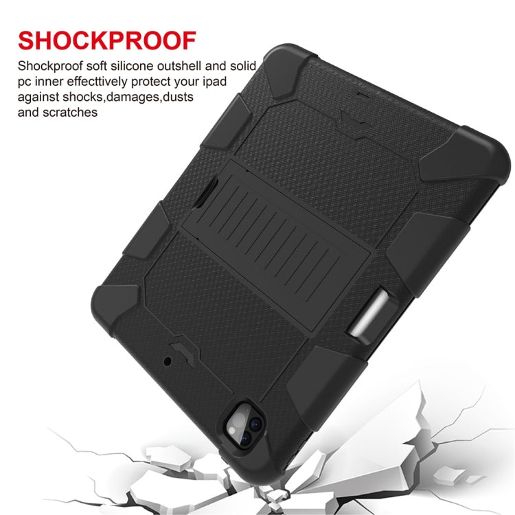 For iPad Pro 12.9 (2018) / (2020) Shockproof Two-Color Silicone Protective Tablet Case with Holder(Black) - iPad Pro 12.9 (2020) Cases by buy2fix | Online Shopping UK | buy2fix