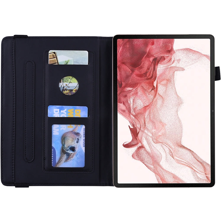 For Samsung Galaxy Tab S10 Ultra/ S11 Ultra Calf Texture Embossed Leather Tablet Case(Black) - Galaxy Tab S9 Ultra Cases by buy2fix | Online Shopping UK | buy2fix
