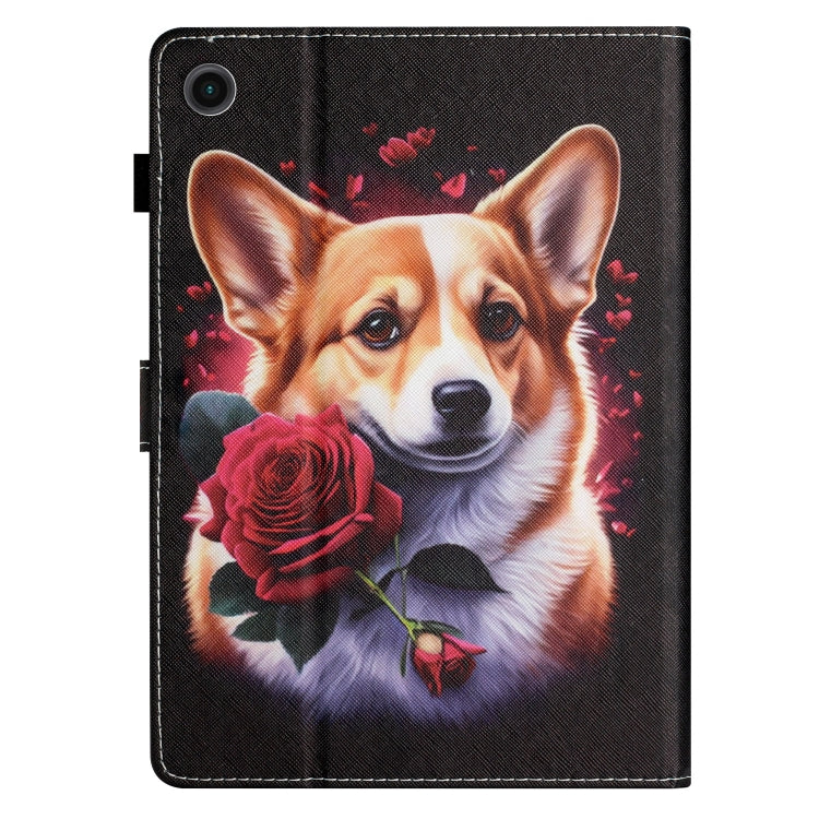 For Samsung Galaxy Tab A9+ Coloured Drawing Stitching Smart PU Tablet Case with Sleep / Wake-up Function(Corgi) - Galaxy Tab A9+ by buy2fix | Online Shopping UK | buy2fix