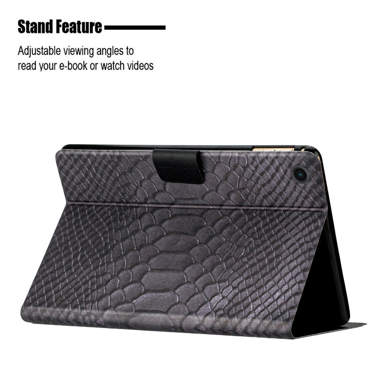 For Samsung Galaxy Tab A9+ Solid Color Crocodile Texture Smart PU Tablet Case with Sleep / Wake-up Function(Black) - Galaxy Tab A9+ by buy2fix | Online Shopping UK | buy2fix