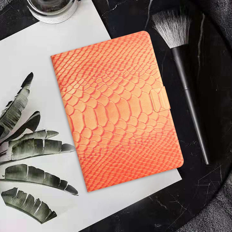 For Samsung Galaxy Tab A11 / A9 Solid Color Crocodile Texture Smart PU Tablet Case with Sleep / Wake-up Function(Orange) by buy2fix