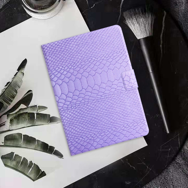 For Samsung Galaxy Tab A9 Solid Color Crocodile Texture Smart PU Tablet Case with Sleep / Wake-up Function(Purple) - Galaxy Tab A9 by buy2fix | Online Shopping UK | buy2fix