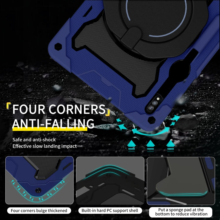 For Samsung Galaxy Tab S9 Ultra Armor Portable Rotating Ring Holder Silicone Tablet Case(Navy Blue) by buy2fix