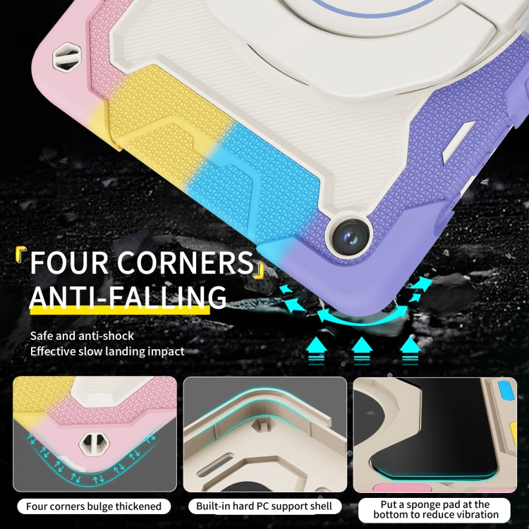 For Samsung Galaxy Tab A9+ Armor Portable Rotating Ring Holder Silicone Tablet Case(Colorful Pink) - Galaxy Tab S9 Cases by buy2fix | Online Shopping UK | buy2fix