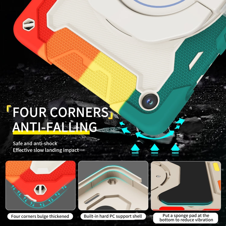 For Samsung Galaxy Tab A9+ Armor Portable Rotating Ring Holder Silicone Tablet Case(Colorful Red) - Galaxy Tab S9 Cases by buy2fix | Online Shopping UK | buy2fix