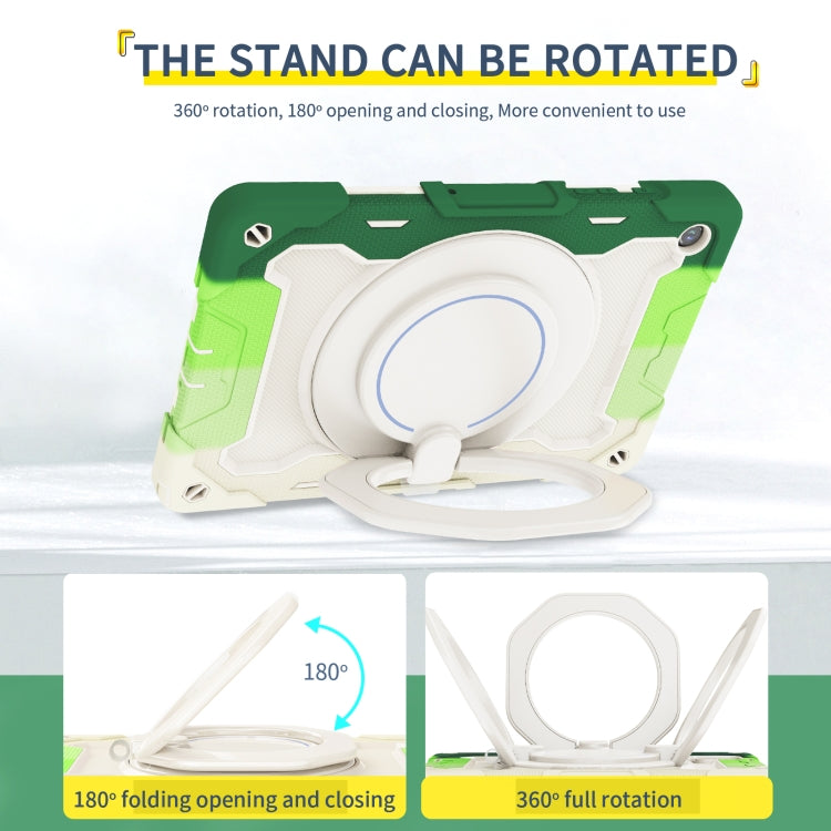 For Samsung Galaxy Tab A9+ Armor Portable Rotating Ring Holder Silicone Tablet Case(Colorful Green) - Galaxy Tab S9 Cases by buy2fix | Online Shopping UK | buy2fix