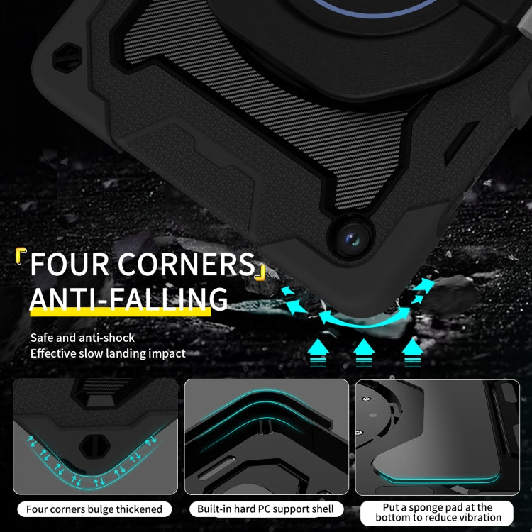 For Samsung Galaxy Tab A9+ Armor Portable Rotating Ring Holder Silicone Tablet Case(Black) - Galaxy Tab S9 Cases by buy2fix | Online Shopping UK | buy2fix