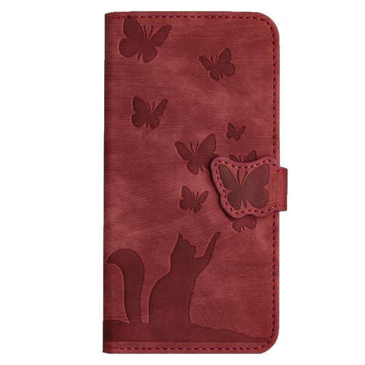 For iPhone Air Butterfly Cat Embossing Flip Leather Phone Case(Red) - iPhone Air Cases by buy2fix | Online Shopping UK | buy2fix