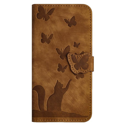 For iPhone Air Butterfly Cat Embossing Flip Leather Phone Case(Brown) - iPhone Air Cases by buy2fix | Online Shopping UK | buy2fix