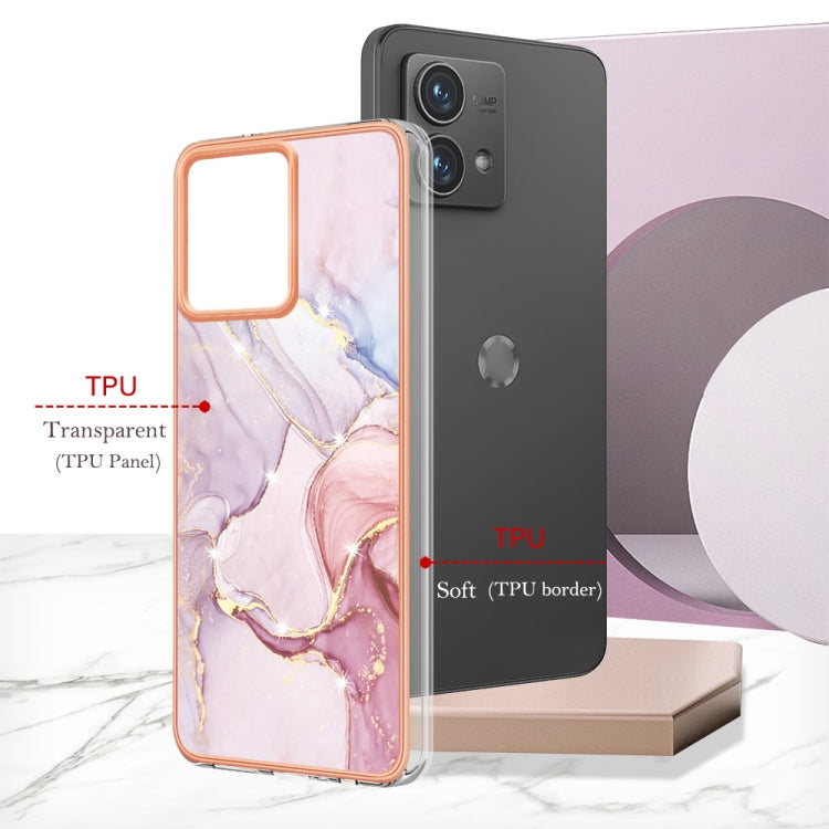 For Motorola Moto G84 Electroplating Marble Dual-side IMD Phone Case(Rose Gold 005) by buy2fix